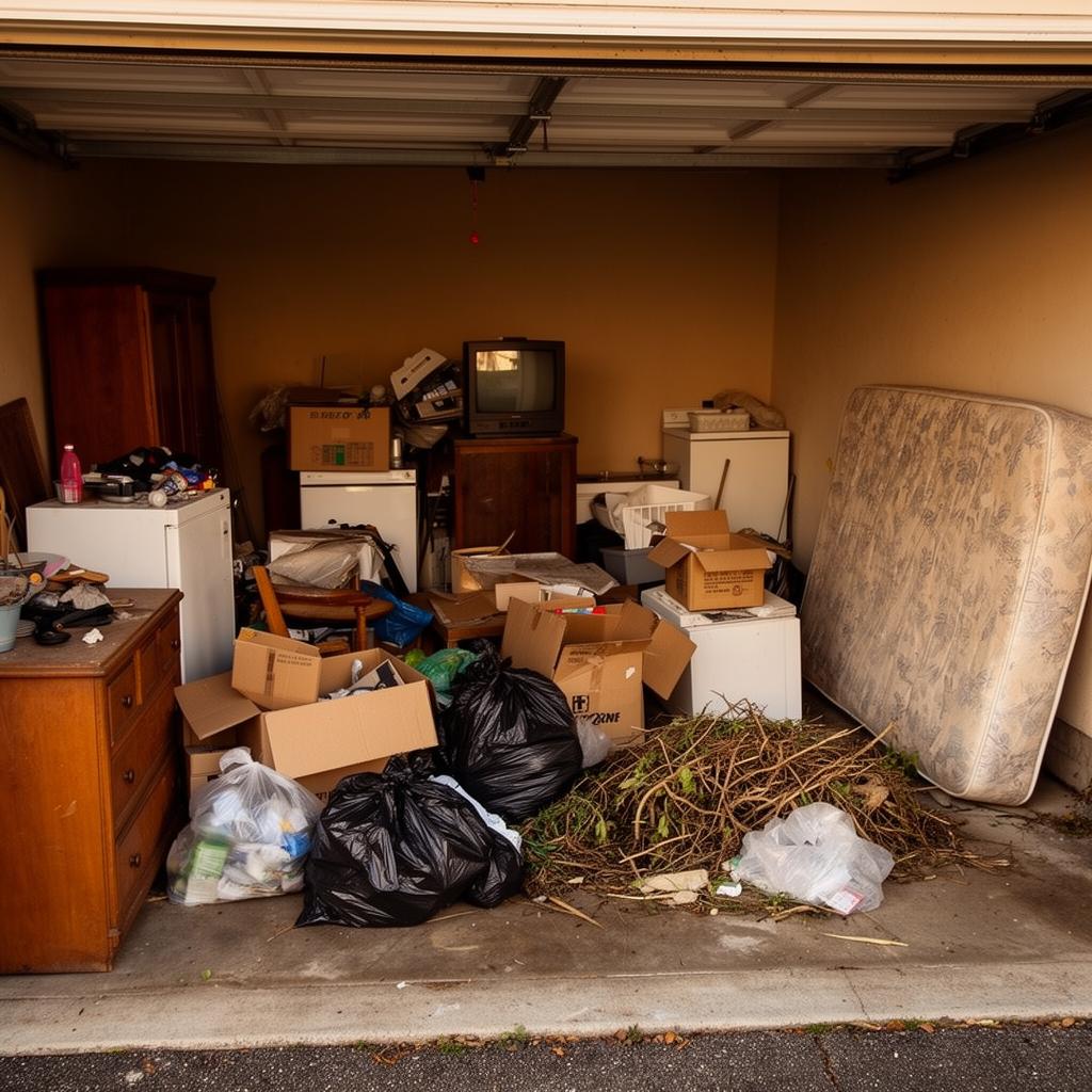 Garage full of junk before clean-out